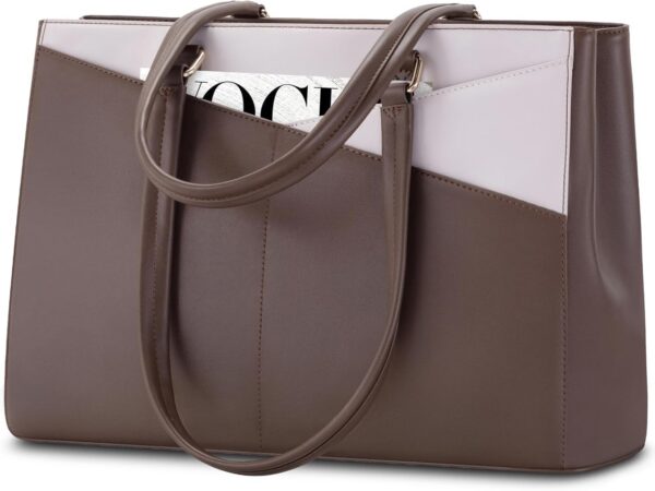 LOVEVOOK 15.6" Laptop Tote Bag for Women (Coffee/Beige)