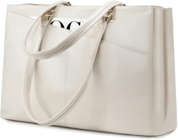 LOVEVOOK 15.6" Laptop Tote Bag for Women (Beige)