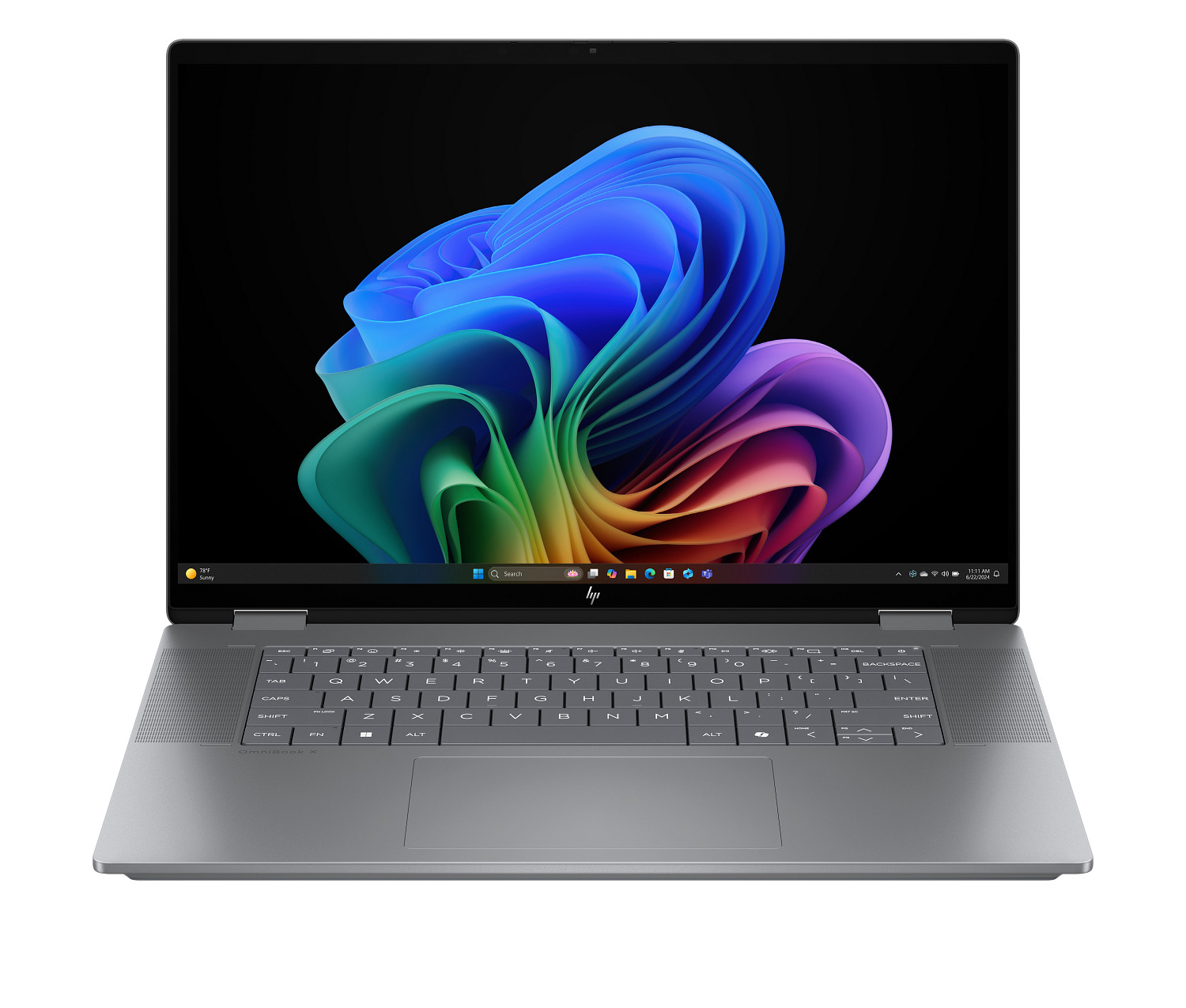 25C1_Omnibook_Piston X_14_Meteor Silver_AMD_C2_T_IR Cam_nonSD_nonFPR_Copilot Taskbar_Core Set_Front_WhiteBG_3662734